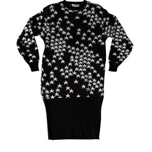 Vintage VTG 1980s Women’s Dressy Tessy New Wave Stars Pattern Sweater Dress S
